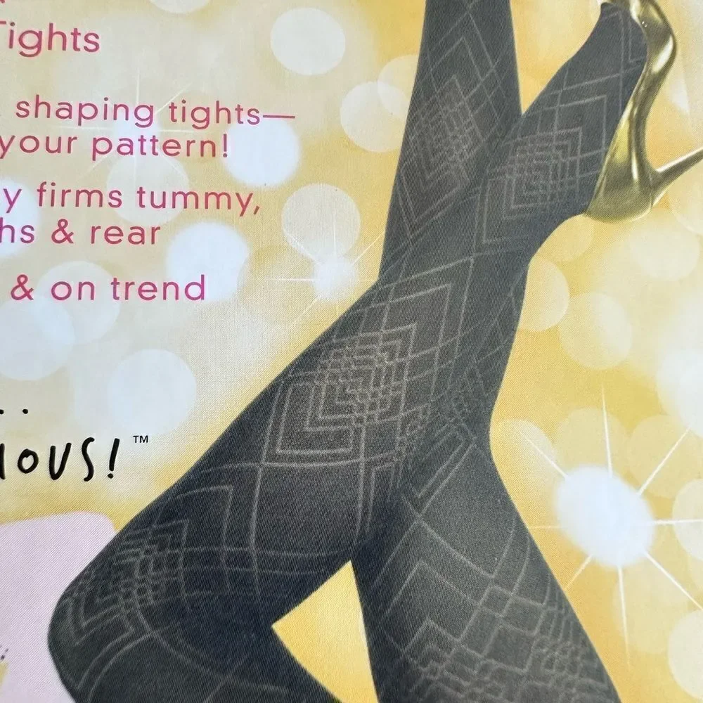 NWT Star Power by Spanx Women’s 2 Pair Black Texture Design Shaping Tight Size B